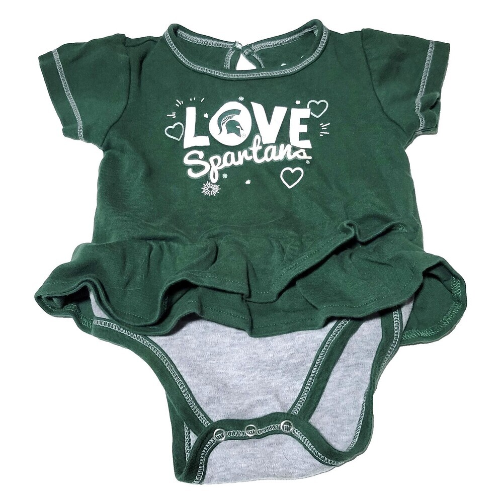 Michigan State One Piece 6-9 Months Girl MSU Spartans Gen 2 Infant Green Ruffles